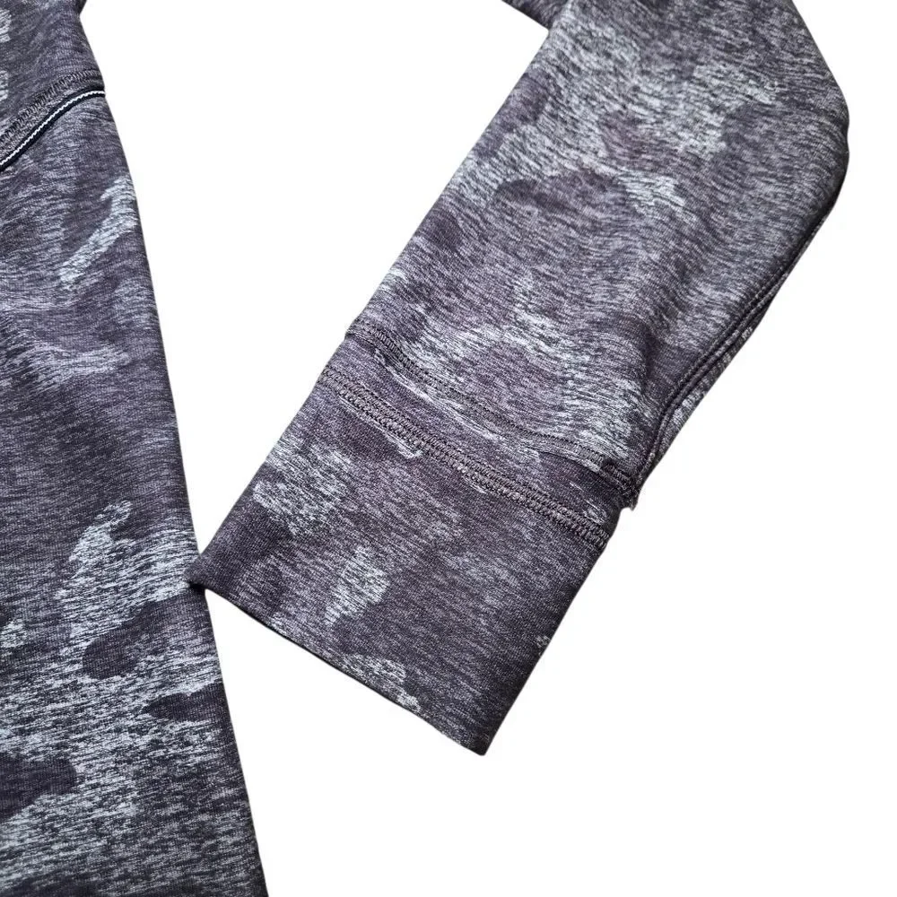 Lululemon Warm Stabilizer 1/2 Zip Hoodie Incognito Camo HTR Black Size 6 - Picture 6 of 14